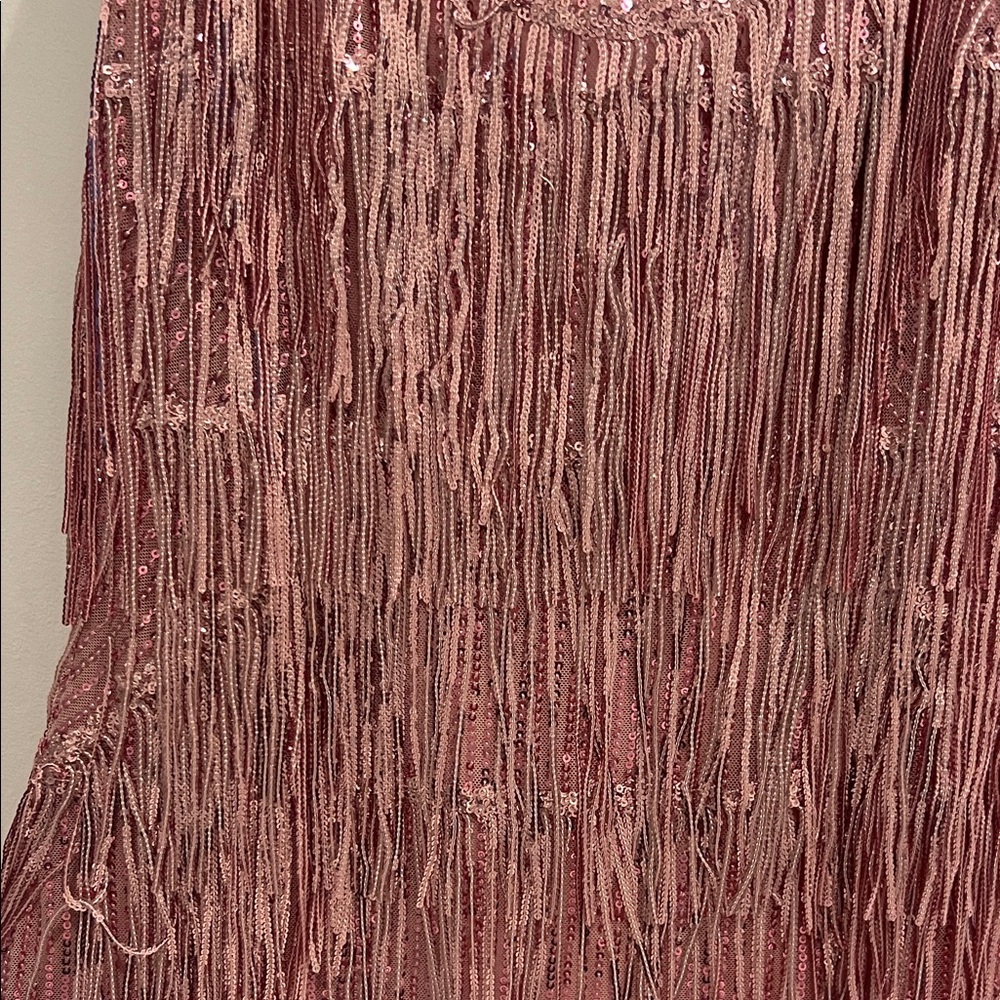 Elegant Pink Sequin Fringe Mini Dress - Picture 2 of 5